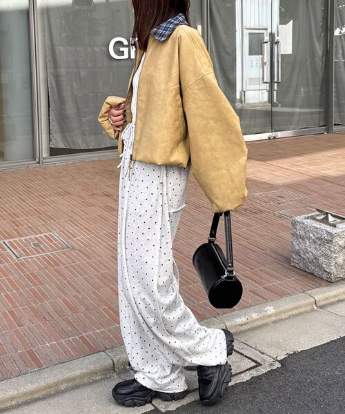 CIAOPANIC(チャオパニック)の「チェック襟チェックフェイクレザーバルーンショートブルゾン(その他アウター・レディース・アイボリー/イエロー/ブラウン・ONE SIZE)」の22枚目の写真