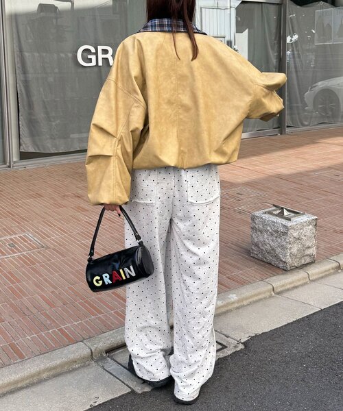 CIAOPANIC(チャオパニック)の「チェック襟チェックフェイクレザーバルーンショートブルゾン(その他アウター・レディース・アイボリー/イエロー/ブラウン・ONE SIZE)」の16枚目の写真