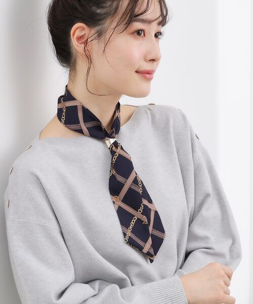 grove（グローブ）の「ナロースカーフ【スカーフリング付】（バンダナ/スカーフ・レディース・ブラック系/ネイビー/ベージュ系2/ベージュ系/ライトベージュ・00）」の10枚目の写真