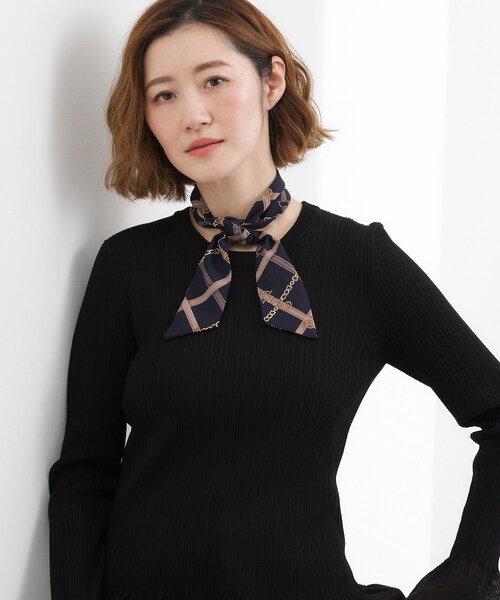 grove（グローブ）の「ナロースカーフ【スカーフリング付】（バンダナ/スカーフ・レディース・ブラック系/ネイビー/ベージュ系2/ベージュ系/ライトベージュ・00）」の11枚目の写真