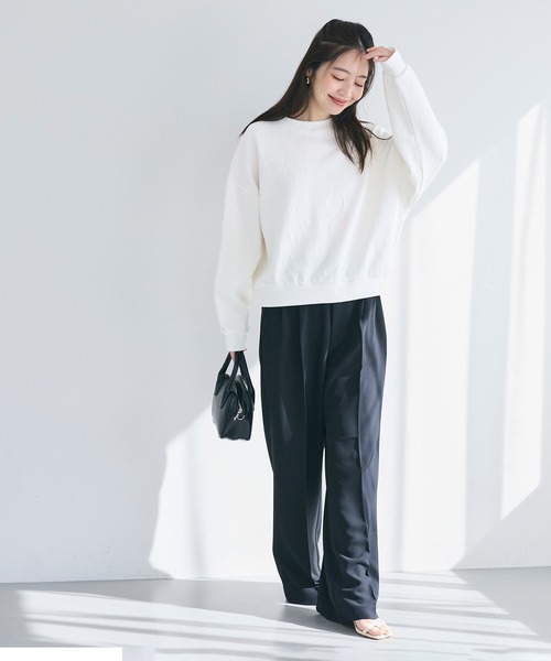 coca（coca）（コカ）の「膨れジャカードスウェットトップス（スウェット・レディース・ネイビー/アイボリー・L/M/S）」の4枚目の写真