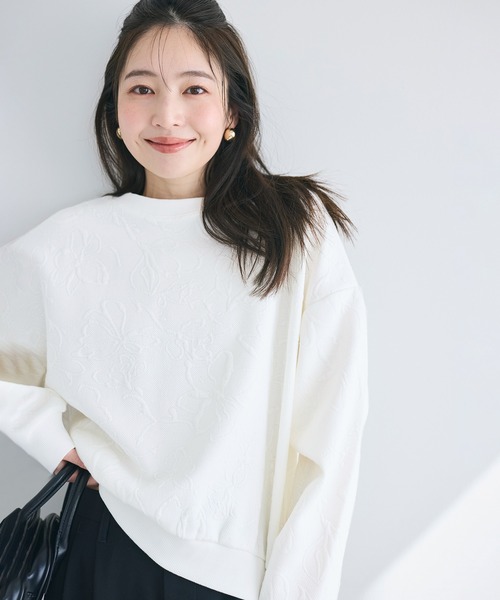 coca（coca）（コカ）の「膨れジャカードスウェットトップス（スウェット・レディース・ネイビー/アイボリー・L/M/S）」の5枚目の写真