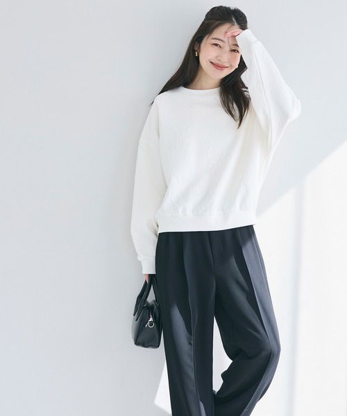 coca（coca）（コカ）の「膨れジャカードスウェットトップス（スウェット・レディース・ネイビー/アイボリー・L/M/S）」の6枚目の写真