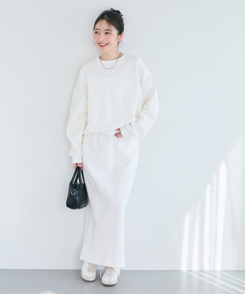 coca（coca）（コカ）の「膨れジャカードスウェットトップス（スウェット・レディース・ネイビー/アイボリー・L/M/S）」の7枚目の写真