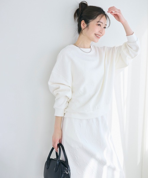 coca（coca）（コカ）の「膨れジャカードスウェットトップス（スウェット・レディース・ネイビー/アイボリー・L/M/S）」の8枚目の写真