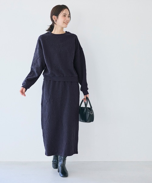 coca（coca）（コカ）の「膨れジャカードスウェットトップス（スウェット・レディース・ネイビー/アイボリー・L/M/S）」の10枚目の写真