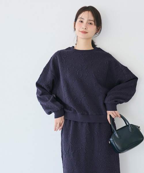 coca（coca）（コカ）の「膨れジャカードスウェットトップス（スウェット・レディース・ネイビー/アイボリー・L/M/S）」の11枚目の写真
