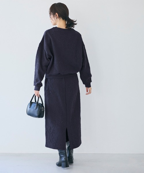 coca（coca）（コカ）の「膨れジャカードスウェットトップス（スウェット・レディース・ネイビー/アイボリー・L/M/S）」の12枚目の写真