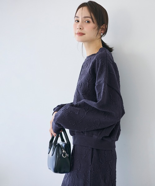 coca（coca）（コカ）の「膨れジャカードスウェットトップス（スウェット・レディース・ネイビー/アイボリー・L/M/S）」の13枚目の写真