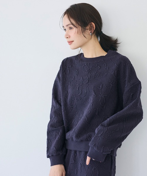 coca（coca）（コカ）の「膨れジャカードスウェットトップス（スウェット・レディース・ネイビー/アイボリー・L/M/S）」の15枚目の写真