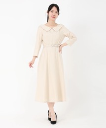 STRAWBERRY-FIELDS（ストロベリーフィールズ）の「ジュエルストレッチ_衿つきフィット&フレアーワンピース（ワンピース）」