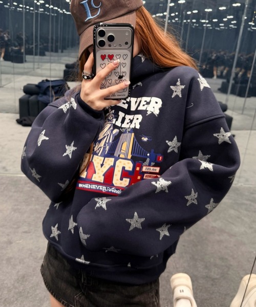 LAC-VERT（ラック・ヴェール）の「古着風スターフーディー（パーカー・レディース・レッド/グレー/ネイビー・FREE）」の9枚目の写真