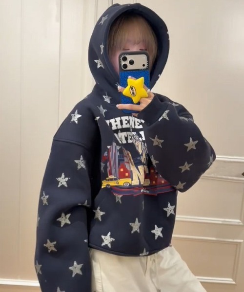 LAC-VERT（ラック・ヴェール）の「古着風スターフーディー（パーカー・レディース・レッド/グレー/ネイビー・FREE）」の8枚目の写真