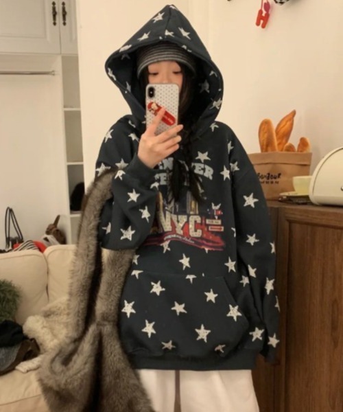 LAC-VERT（ラック・ヴェール）の「古着風スターフーディー（パーカー・レディース・レッド/グレー/ネイビー・FREE）」の15枚目の写真