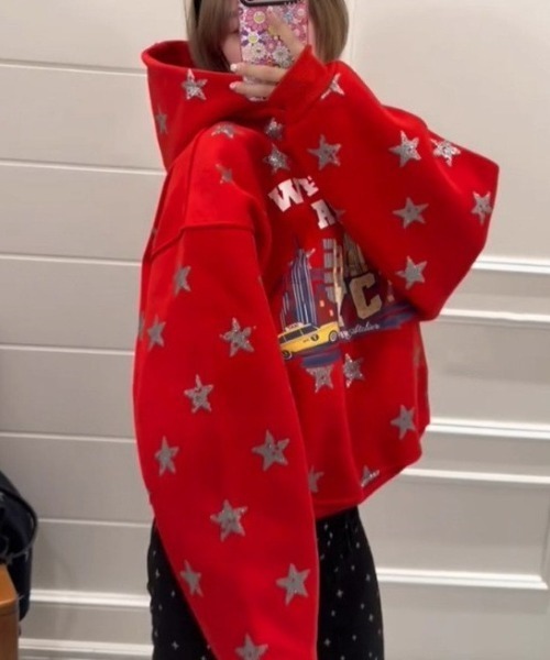 LAC-VERT（ラック・ヴェール）の「古着風スターフーディー（パーカー・レディース・レッド/グレー/ネイビー・FREE）」の18枚目の写真