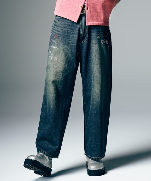 glamb（グラム）の「Studs Wide Denim / スタッズワイドデニム（デニムパンツ・メンズ・ブラック/インディゴブルー・S/M/L）」の10枚目の写真