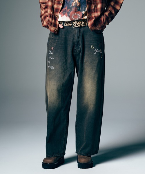 glamb（グラム）の「Studs Wide Denim / スタッズワイドデニム（デニムパンツ・メンズ・ブラック/インディゴブルー・S/M/L）」の9枚目の写真