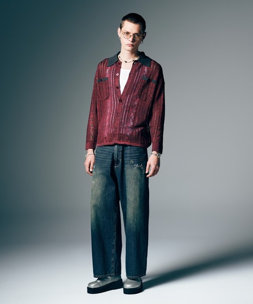 glamb（グラム）の「Studs Wide Denim / スタッズワイドデニム（デニムパンツ・メンズ・ブラック/インディゴブルー・S/M/L）」の12枚目の写真