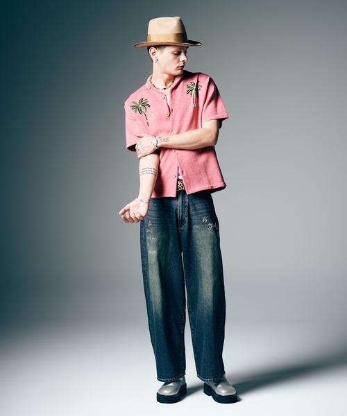 glamb（グラム）の「Studs Wide Denim / スタッズワイドデニム（デニムパンツ・メンズ・ブラック/インディゴブルー・S/M/L）」の13枚目の写真