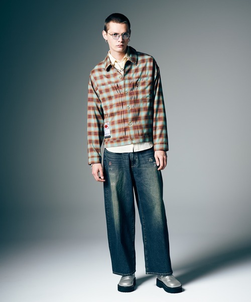 glamb（グラム）の「Studs Wide Denim / スタッズワイドデニム（デニムパンツ・メンズ・ブラック/インディゴブルー・S/M/L）」の14枚目の写真