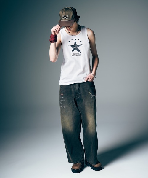 glamb（グラム）の「Studs Wide Denim / スタッズワイドデニム（デニムパンツ・メンズ・ブラック/インディゴブルー・S/M/L）」の17枚目の写真