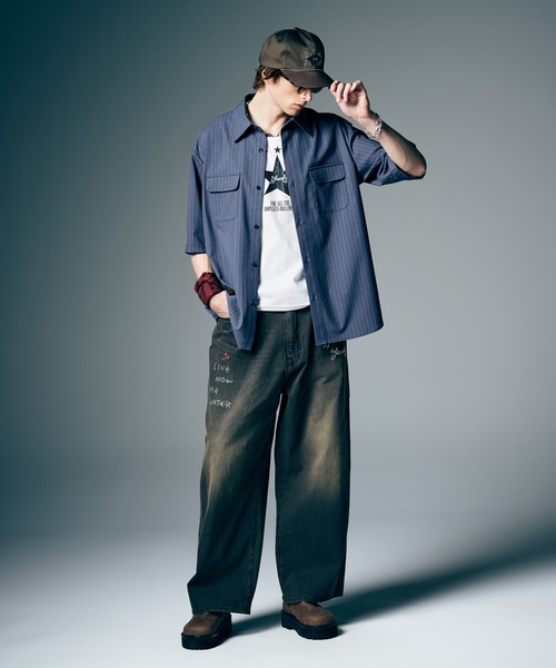 glamb（グラム）の「Studs Wide Denim / スタッズワイドデニム（デニムパンツ・メンズ・ブラック/インディゴブルー・S/M/L）」の18枚目の写真