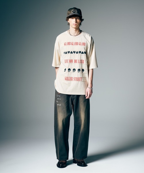 glamb（グラム）の「Studs Wide Denim / スタッズワイドデニム（デニムパンツ・メンズ・ブラック/インディゴブルー・S/M/L）」の19枚目の写真