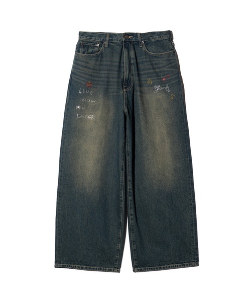 glamb（グラム）の「Studs Wide Denim / スタッズワイドデニム（デニムパンツ・メンズ・ブラック/インディゴブルー・S/M/L）」の5枚目の写真