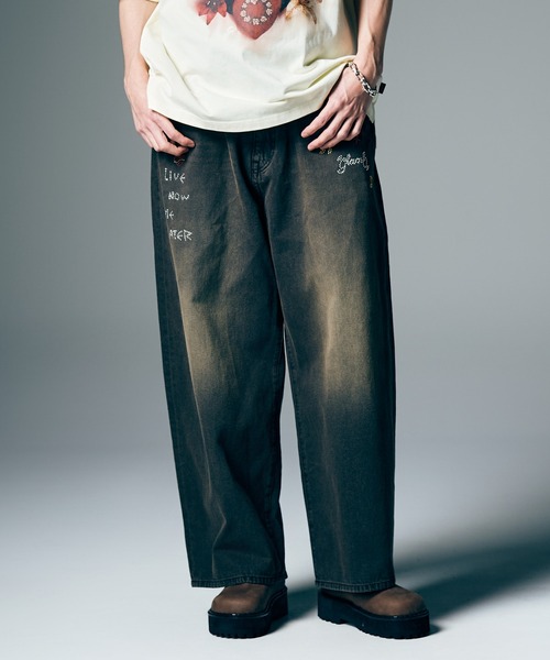 glamb（グラム）の「Studs Wide Denim / スタッズワイドデニム（デニムパンツ・メンズ・ブラック/インディゴブルー・S/M/L）」の7枚目の写真