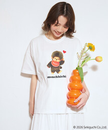 限定展開　モンチッチ 前後 プリント ハート刺繍 Tシャツ