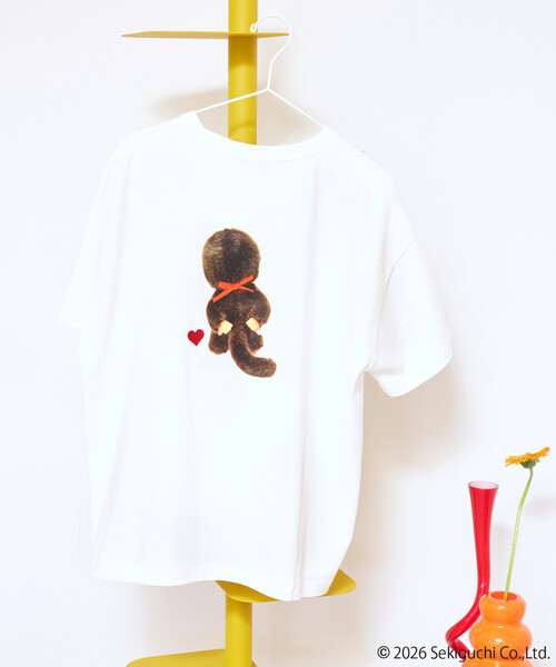 FREAK'S STORE(フリークスストア)の「限定展開 モンチッチ 前後 プリント ハート刺繍 Tシャツ(Tシャツ/カットソー・レディース・オフホワイト/ブラック/レッド・フリ-)」の8枚目の写真