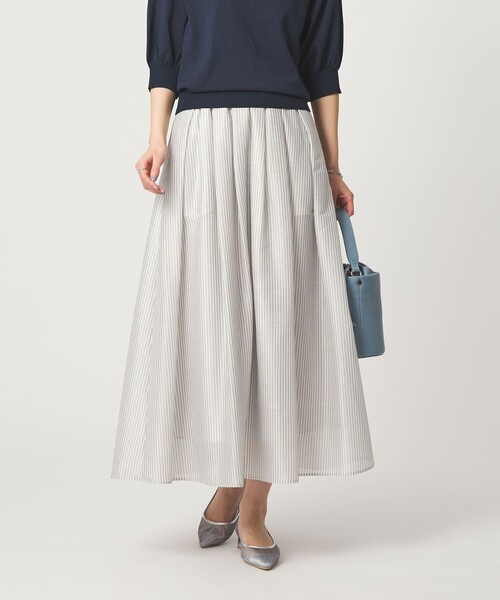 green label relaxing（グリーンレーベルリラクシング）の「カールマイヤー タック ギャザー スカート（スカート・レディース・ネイビー/レッド/ブラウン/その他1・38/36）」の4枚目の写真