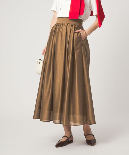 green label relaxing（グリーンレーベルリラクシング）の「カールマイヤー タック ギャザー スカート（スカート・レディース・ネイビー/レッド/ブラウン/その他1・38/36）」の2枚目の写真