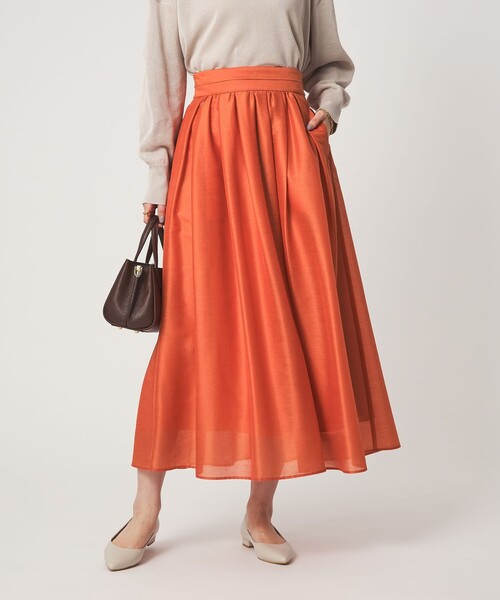 green label relaxing（グリーンレーベルリラクシング）の「カールマイヤー タック ギャザー スカート（スカート・レディース・ネイビー/レッド/ブラウン/その他1・38/36）」の3枚目の写真