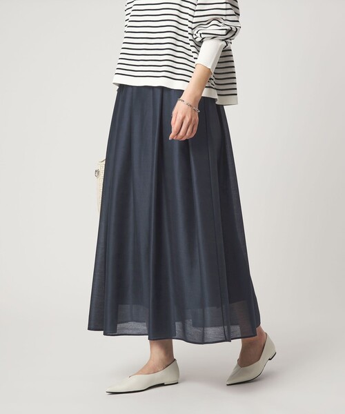 green label relaxing（グリーンレーベルリラクシング）の「カールマイヤー タック ギャザー スカート（スカート・レディース・ネイビー/レッド/ブラウン/その他1・38/36）」の6枚目の写真