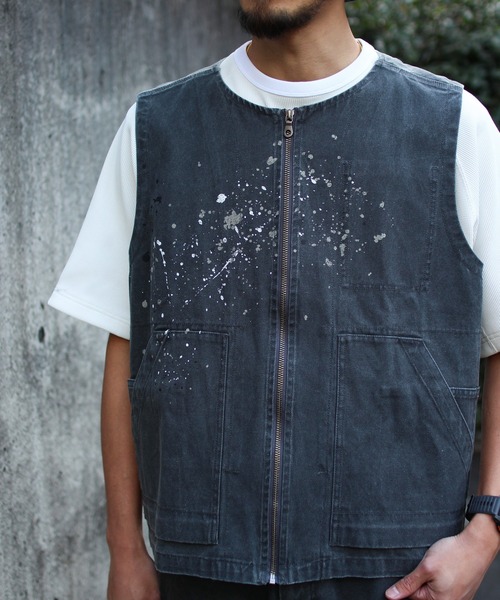 Snow Peak(スノーピーク)の「Snow Peak / Sulfur Dyed Fade Painted Vest フェードペイントベスト(ベスト・メンズ・ホワイト/チャコール・S/M/L/XL)」の13枚目の写真