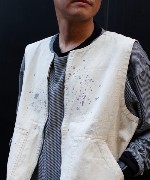 Snow Peak(スノーピーク)の「Snow Peak / Sulfur Dyed Fade Painted Vest フェードペイントベスト(ベスト・メンズ・ホワイト/チャコール・S/M/L/XL)」の7枚目の写真