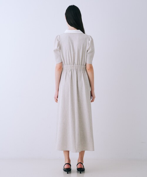 SELFIST(セルフィスト)の「衿配色フロントジップフレアワンピース パワショル パフショル お呼ばれ 春服 夏服 フェミニン きれいめ ロングワンピース(ワンピース・レディース・ライトベージュ/ブラック・38/36)」の12枚目の写真