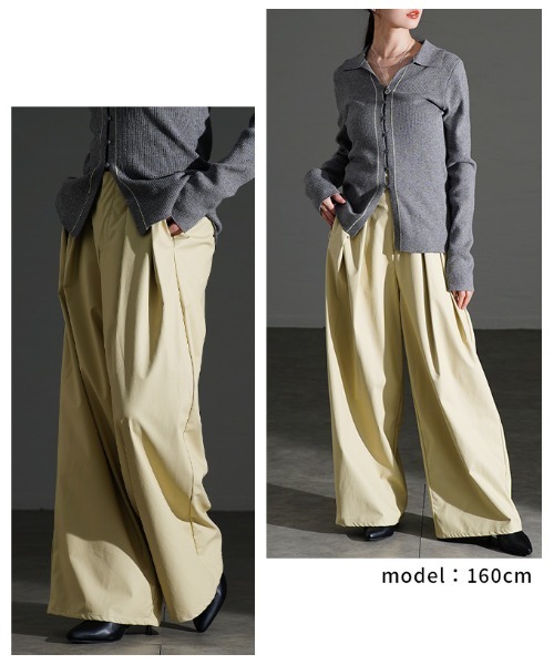 Sawa a la mode（サワアラモード）の「フェイクレザータックワイドパンツ（その他パンツ・レディース・ブルー/ブラック/イエロー・FREE）」の10枚目の写真