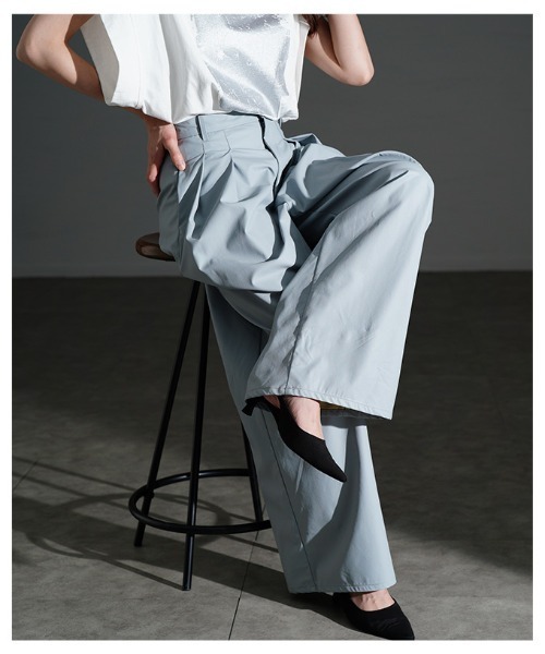 Sawa a la mode（サワアラモード）の「フェイクレザータックワイドパンツ（その他パンツ・レディース・ブルー/ブラック/イエロー・FREE）」の12枚目の写真