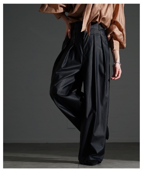 Sawa a la mode（サワアラモード）の「フェイクレザータックワイドパンツ（その他パンツ・レディース・ブルー/ブラック/イエロー・FREE）」の19枚目の写真