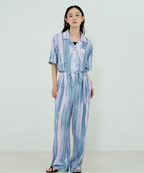 NOMINE(ノミネ)の「【セットアップ対応】ペイント柄 ドロストコード タックパンツ(その他パンツ・レディース・ブラウン/グリーン/ピンク・M/S)」の6枚目の写真