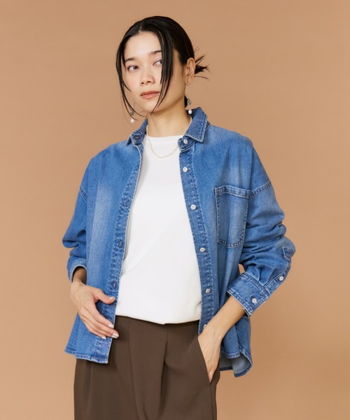 INED(イネド)の「【別注アイテム】スーパービッグシャツAlmond《Healthy DENIM》(シャツ/ブラウス・レディース・インディゴブルー・9号/11号)」の13枚目の写真