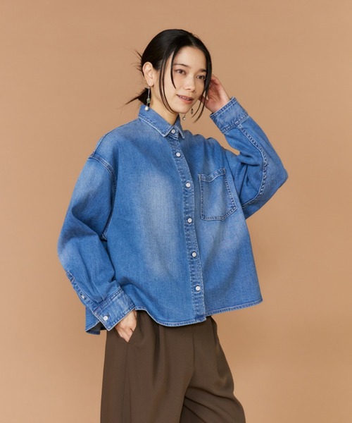 INED(イネド)の「【別注アイテム】スーパービッグシャツAlmond《Healthy DENIM》(シャツ/ブラウス・レディース・インディゴブルー・9号/11号)」の9枚目の写真