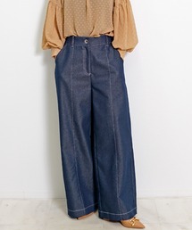 CHhdmn（シーエイチヒデモン）の「ハイウエスト センターシーム ワイドデニムパンツ / 美脚 脚長 ストレート レディース（デニムパンツ）」