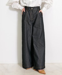 CHhdmn（シーエイチヒデモン）の「ハイウエスト センターシーム ワイドデニムパンツ / 美脚 脚長 ストレート レディース（デニムパンツ）」