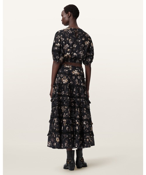 ALLSAINTS（オールセインツ）の「TALIA PRINTED MIDI SKIRT | TALIA プリント ミディ スカート（スカート・レディース・ブラック系その他・8/10/4/6）」の5枚目の写真