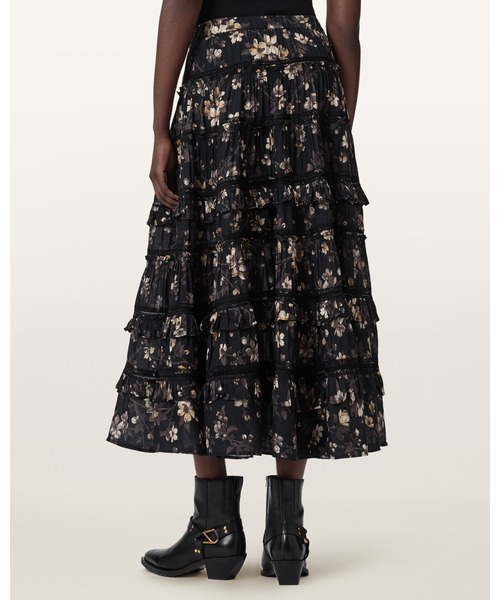ALLSAINTS（オールセインツ）の「TALIA PRINTED MIDI SKIRT | TALIA プリント ミディ スカート（スカート・レディース・ブラック系その他・8/10/4/6）」の6枚目の写真