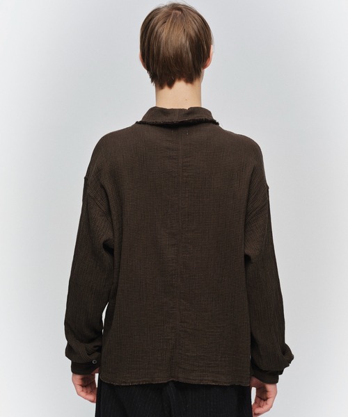 JIEDA(ジエダ)の「CUT-OFF SHORT SHIRT(シャツ/ブラウス・メンズ・ダークグリーン/ブラウン・1/2)」の6枚目の写真