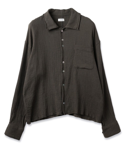 JIEDA(ジエダ)の「CUT-OFF SHORT SHIRT(シャツ/ブラウス・メンズ・ダークグリーン/ブラウン・1/2)」の7枚目の写真